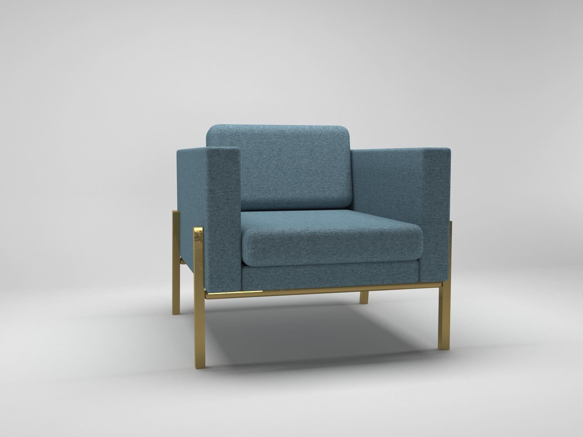 Armchair with gold legs 3D model_1