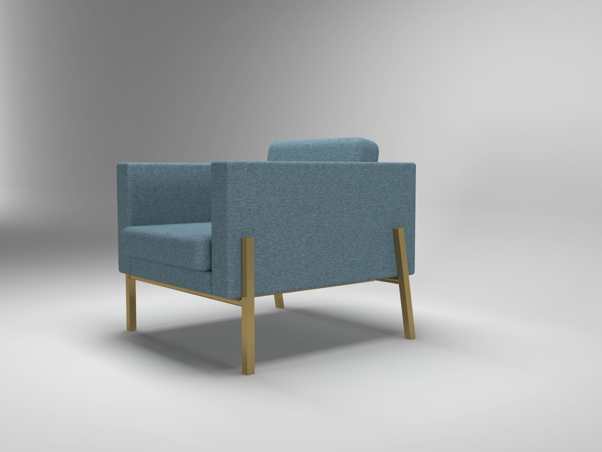 Armchair with gold legs 3D model_4