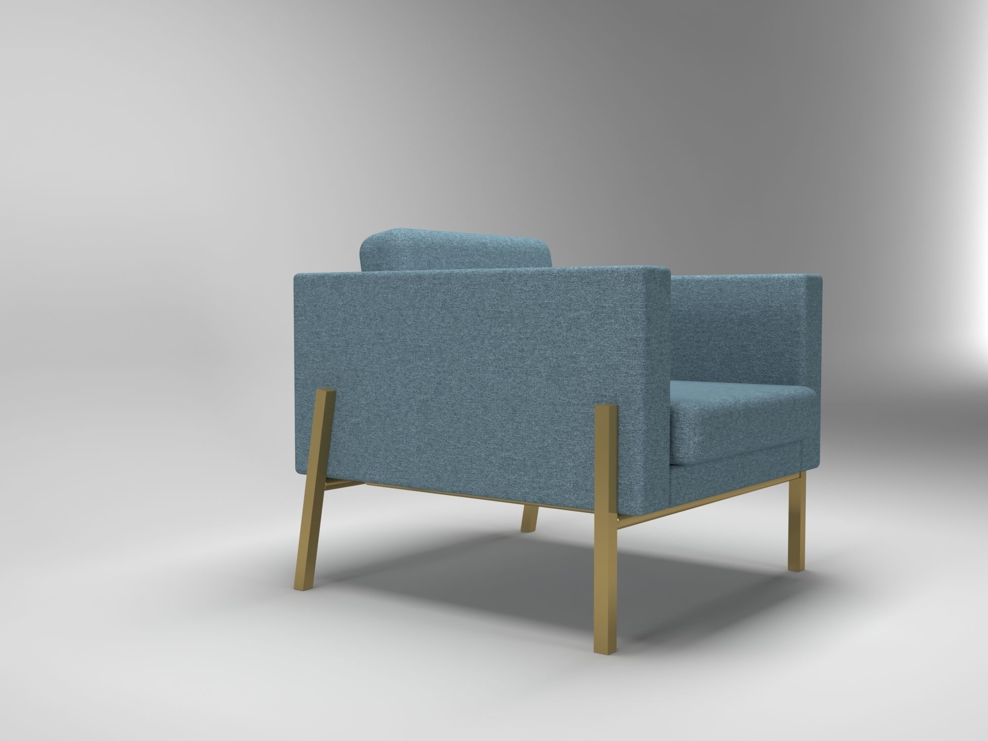Armchair with gold legs 3D model_3