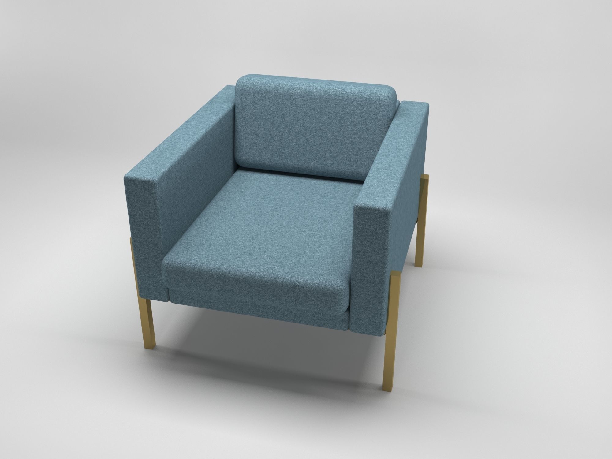 Armchair with gold legs 3D model_2