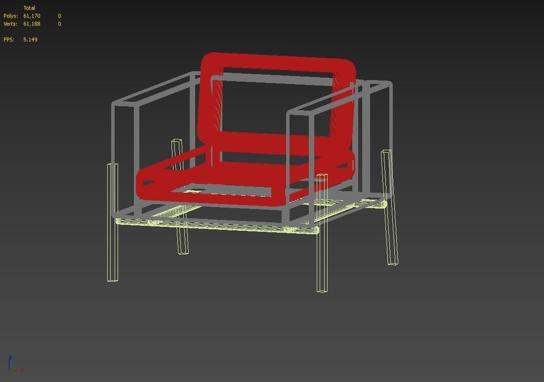 Armchair with gold legs 3D model_5