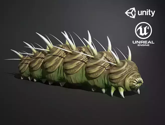 Caterpillar Creature - Game Ready Low-poly 3D model