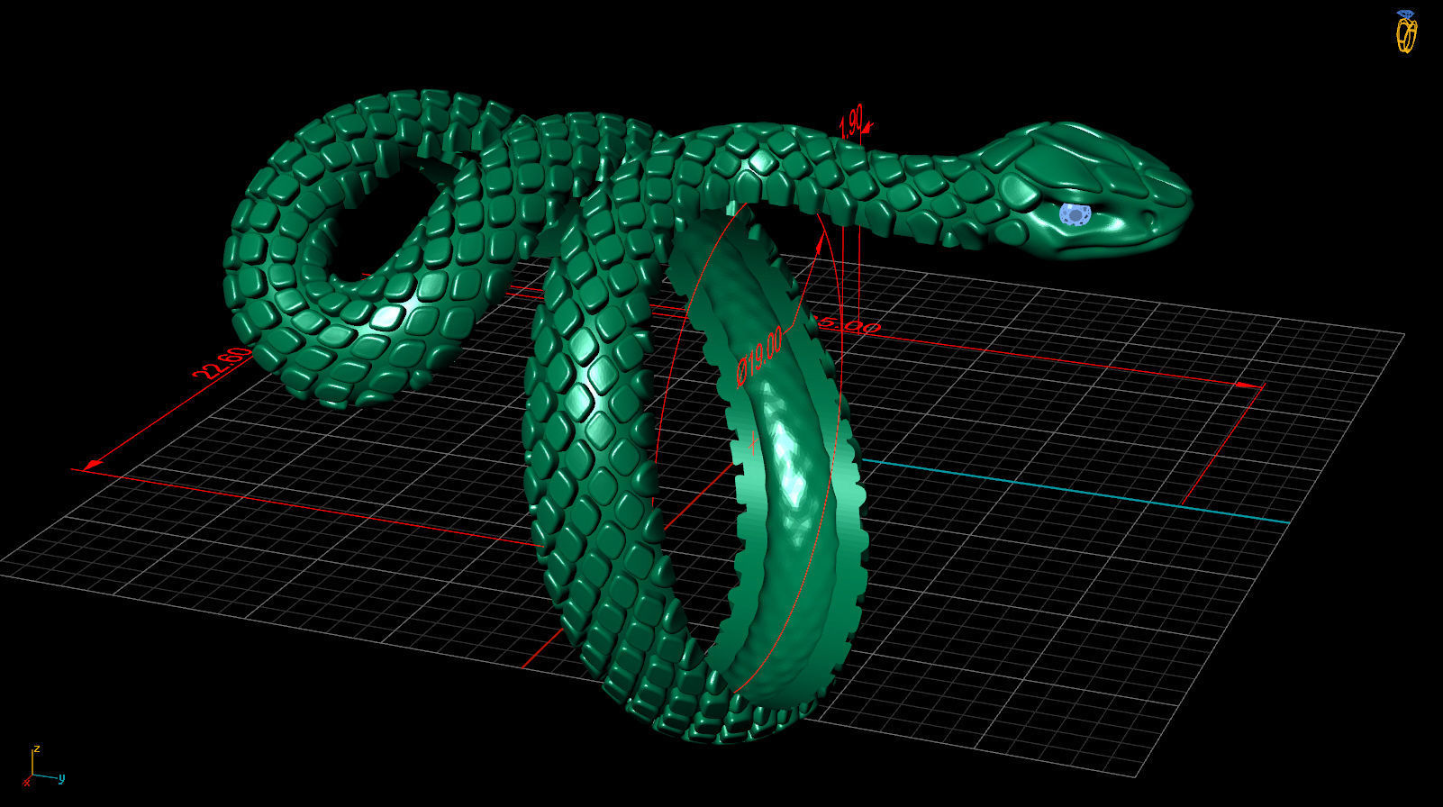 snake ring 3D print model_10