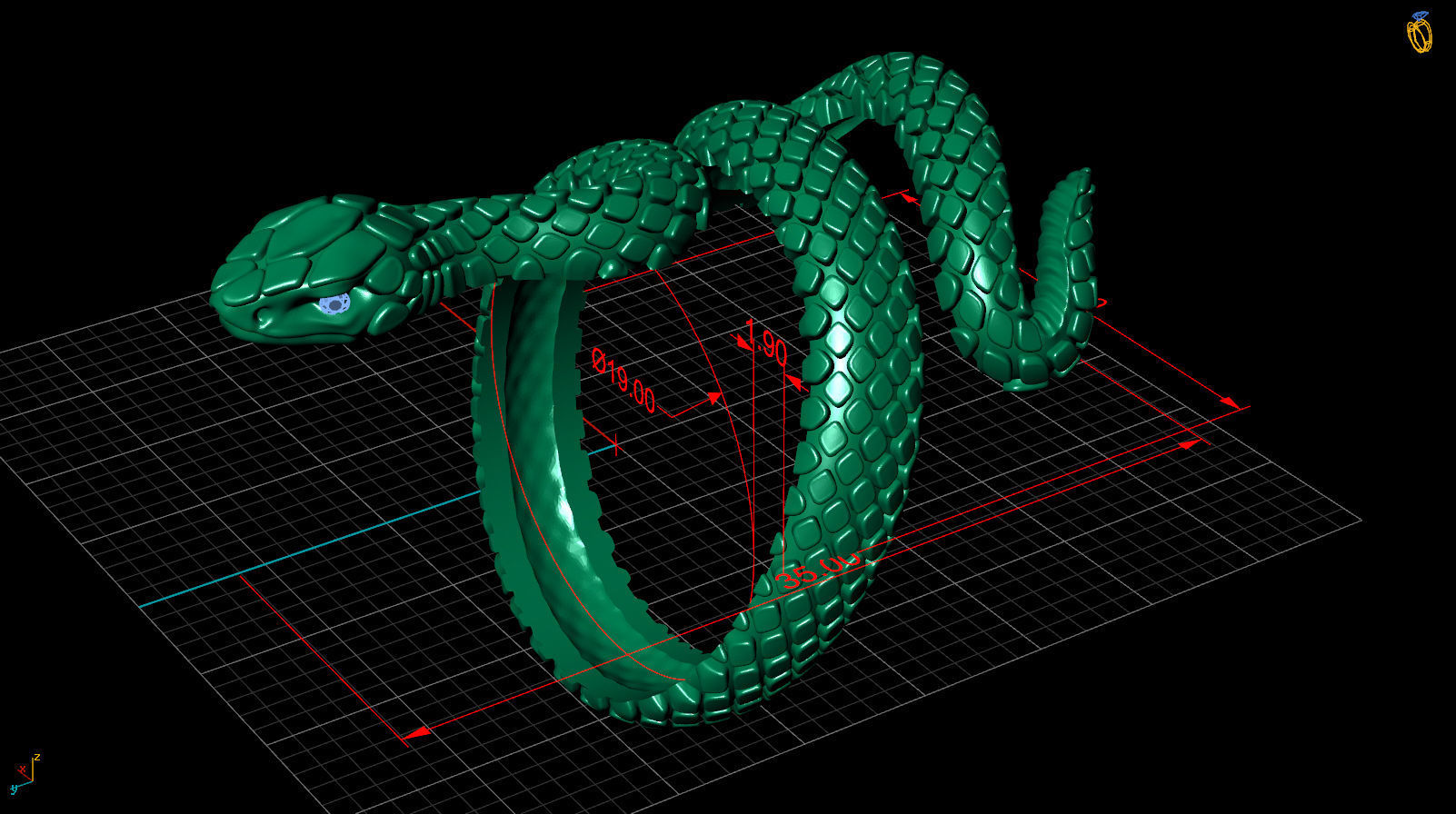snake ring 3D print model_9