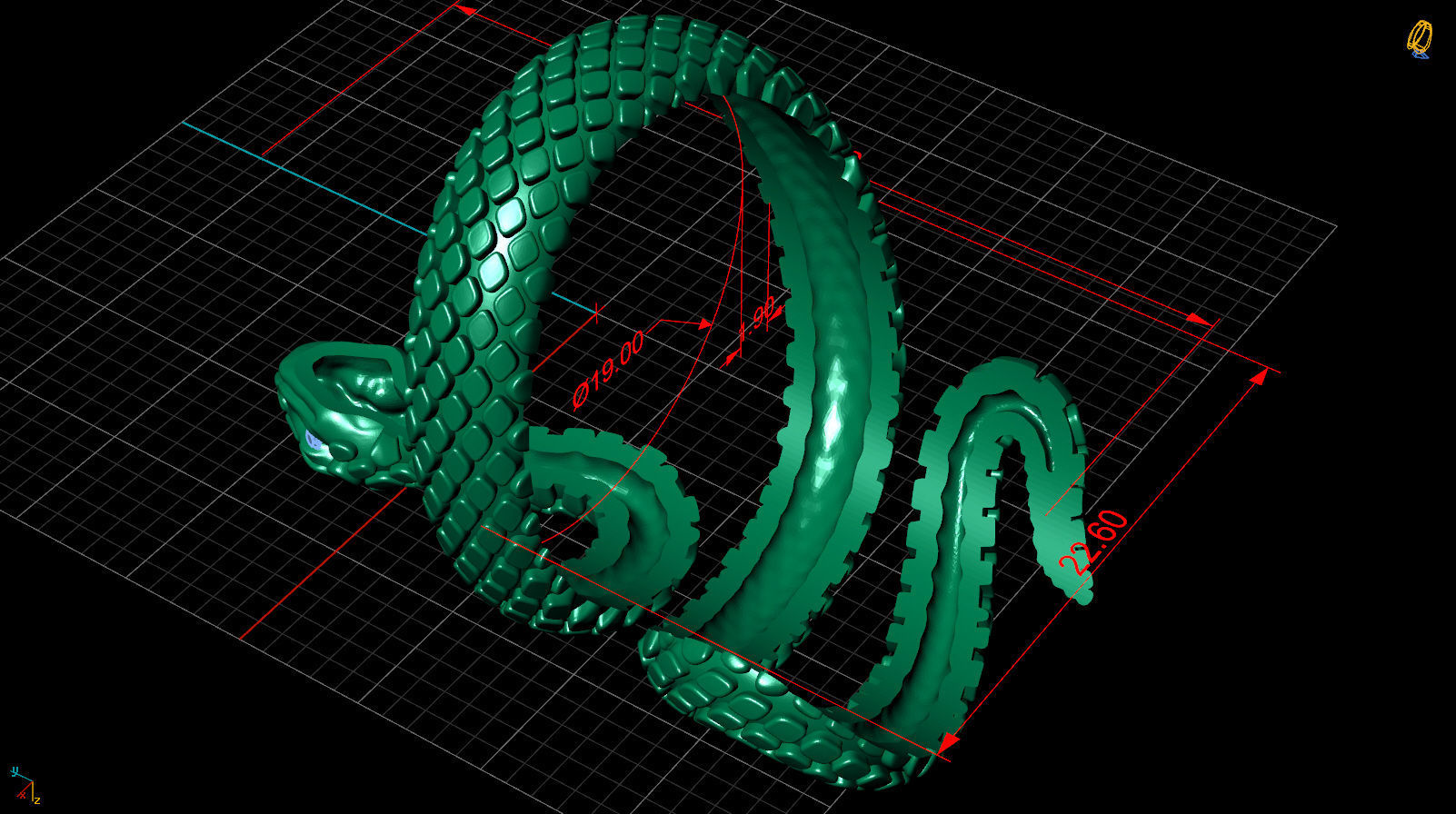 snake ring 3D print model_3