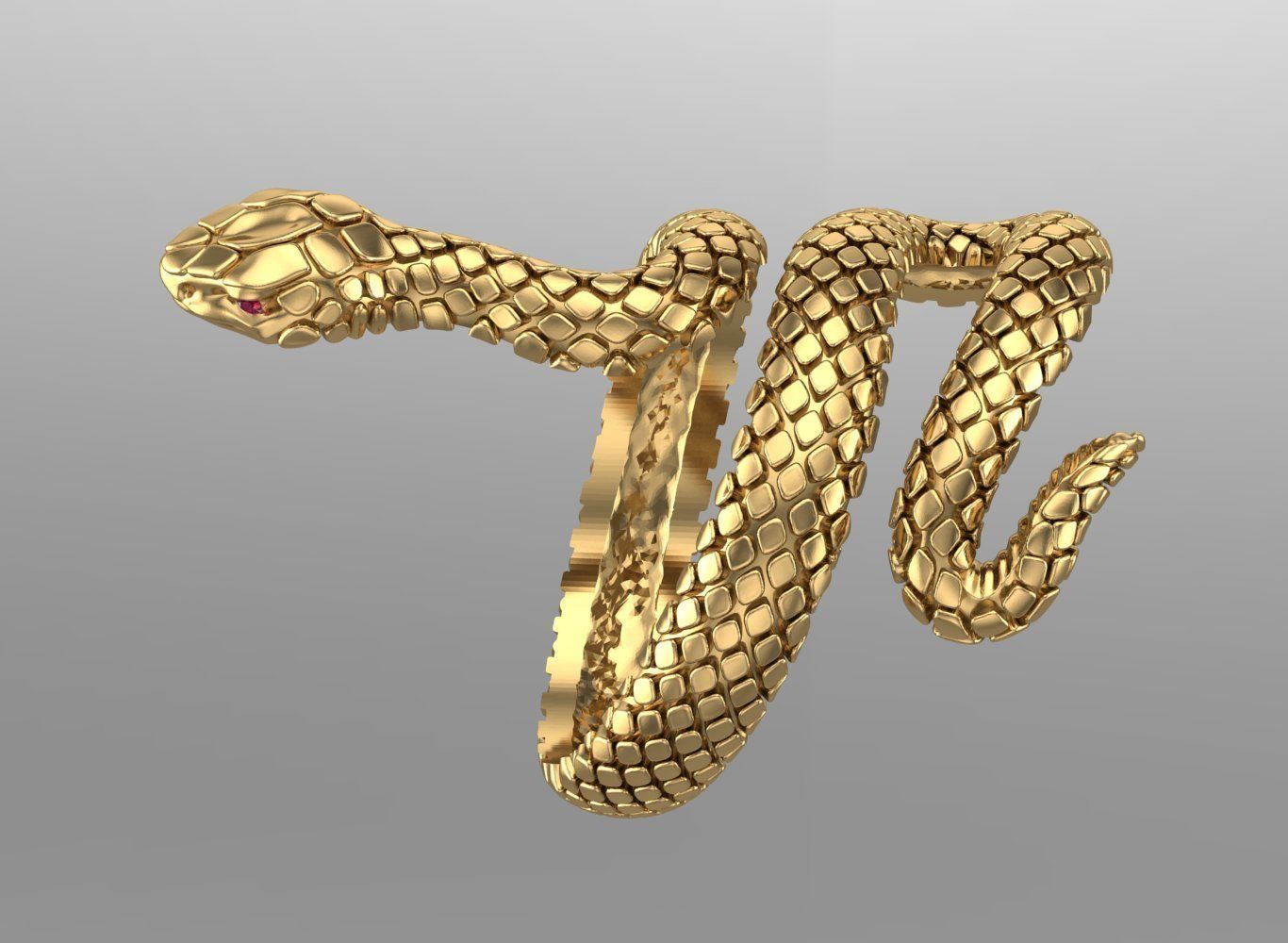 snake ring 3D print model_2