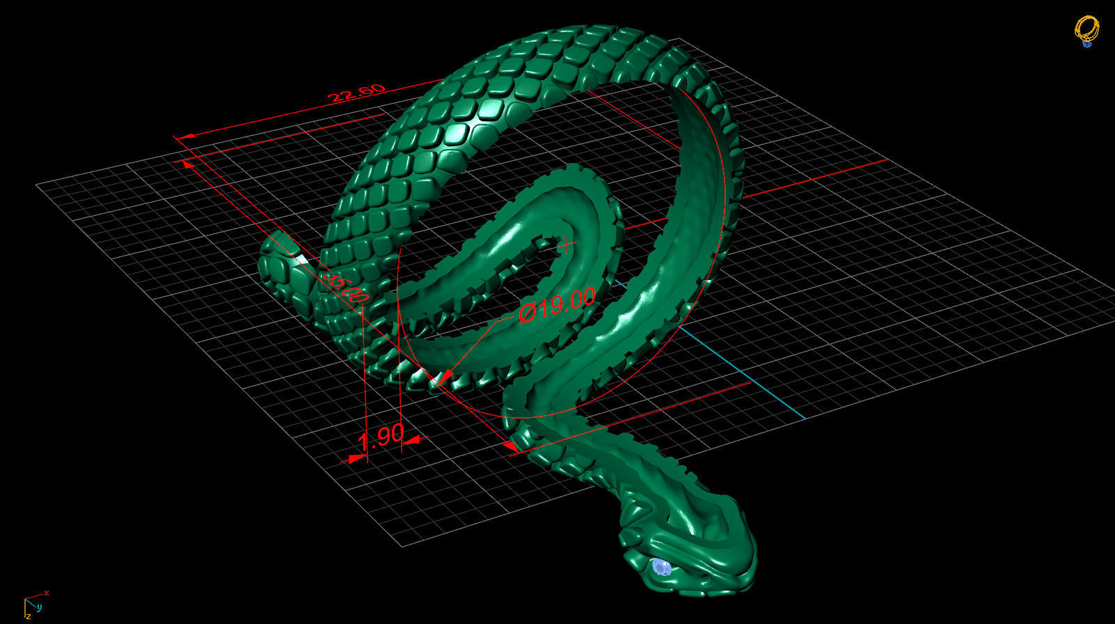 snake ring 3D print model_8
