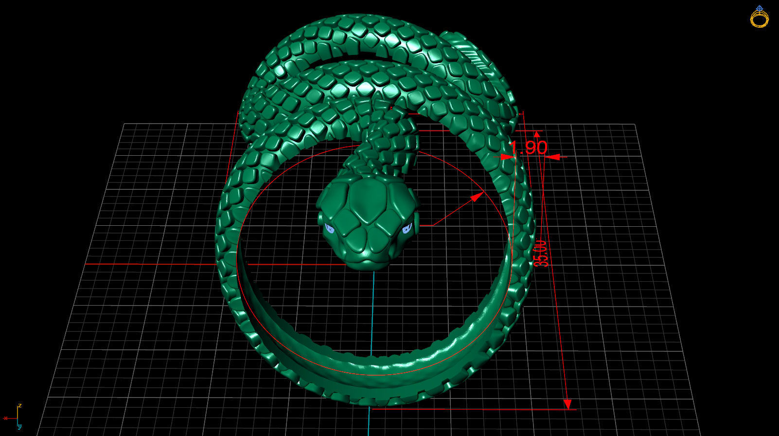 snake ring 3D print model_6