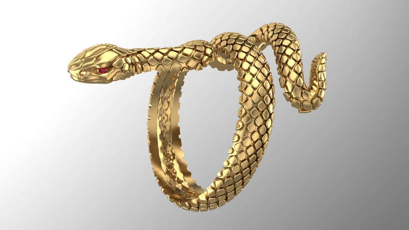 snake ring 3D print model_0