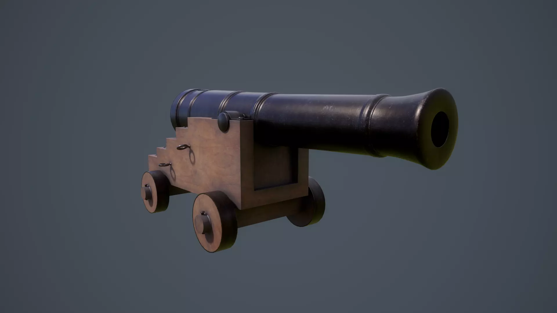 Old naval cannon 3D model_0
