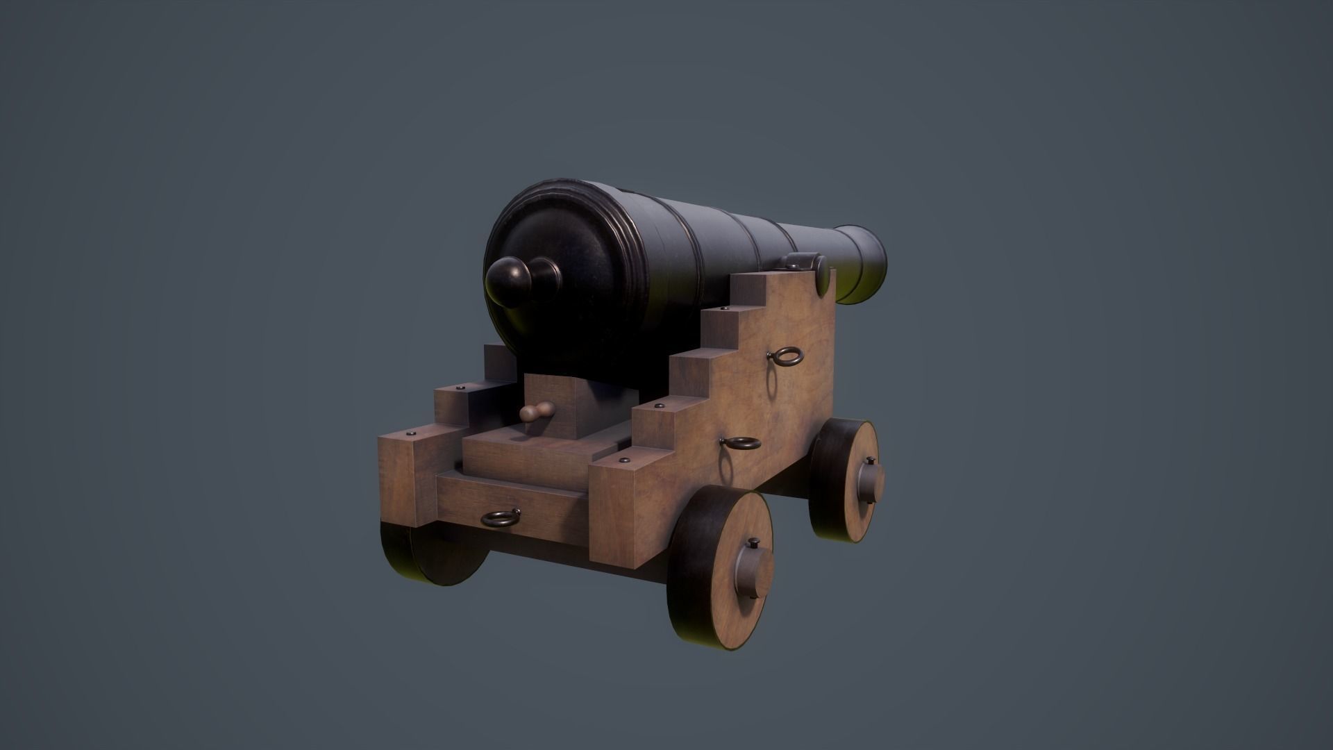 Old naval cannon 3D model_2