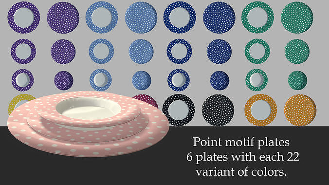 Plates point motif set Low-poly 3D model