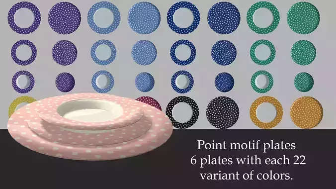 Plates point motif set Low-poly 3D model