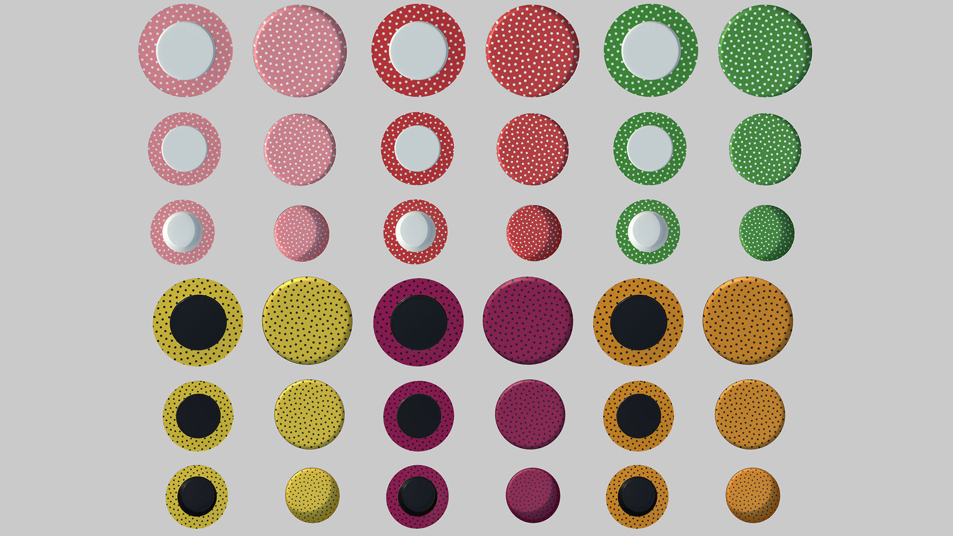 Plates point motif set Low-poly 3D model_3