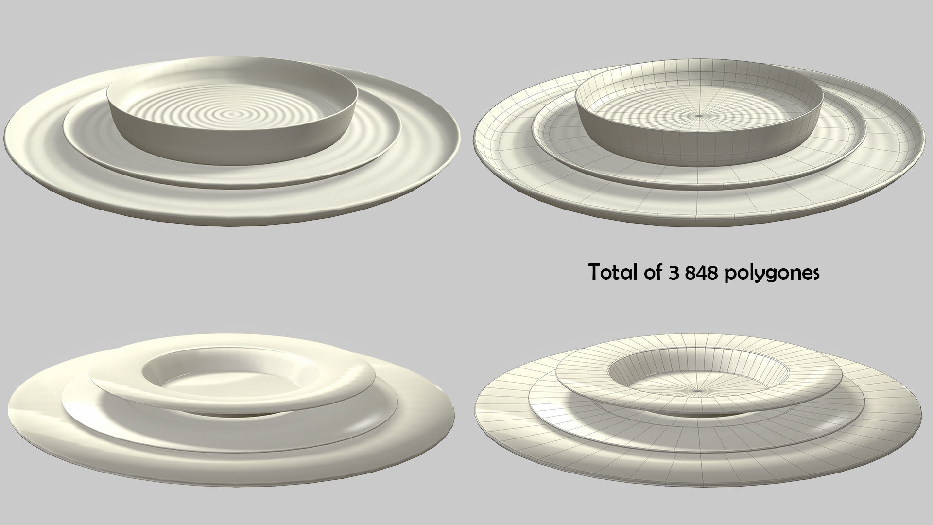 Plates point motif set Low-poly 3D model_4
