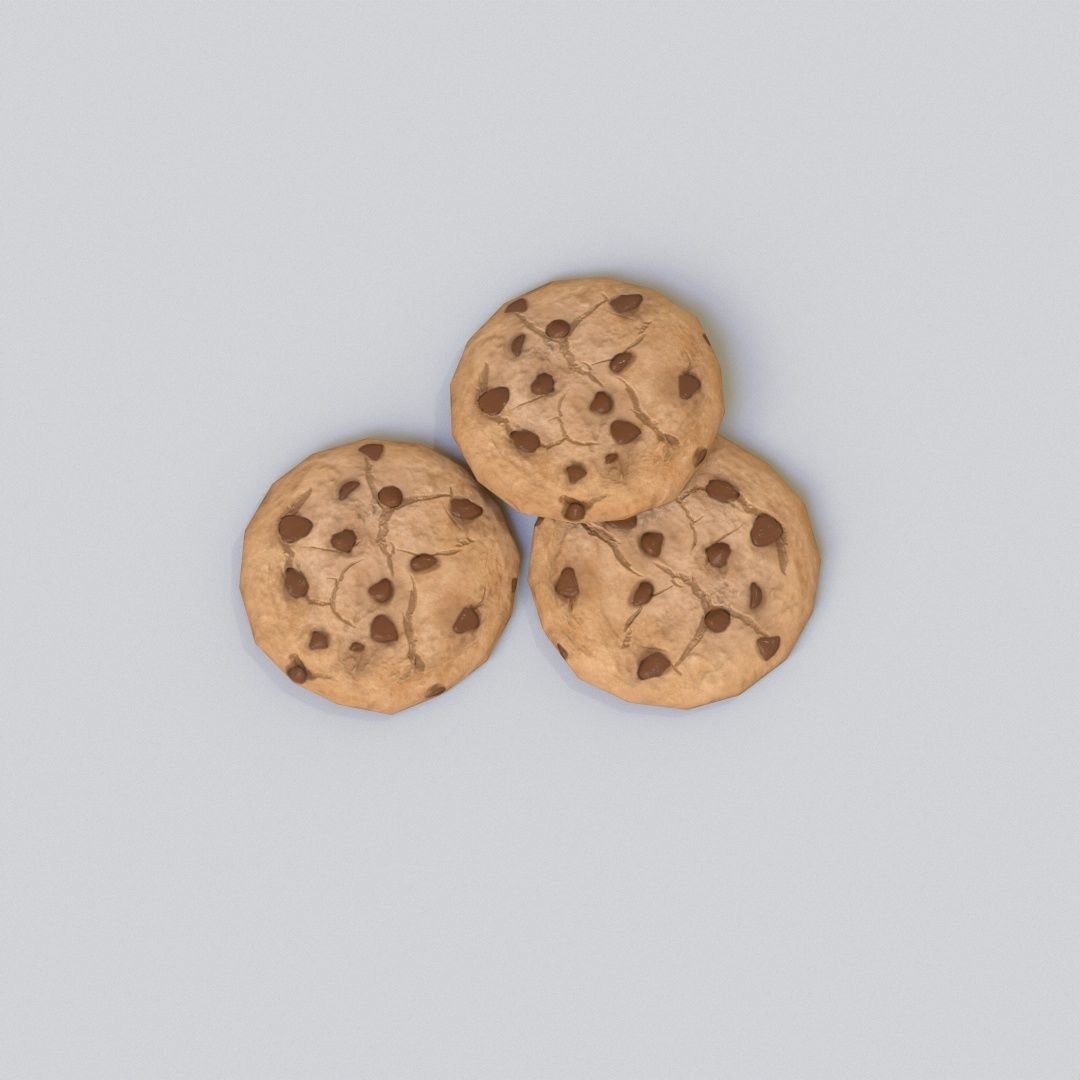 Chocolate Chip Cookies Low-poly 3D model_4