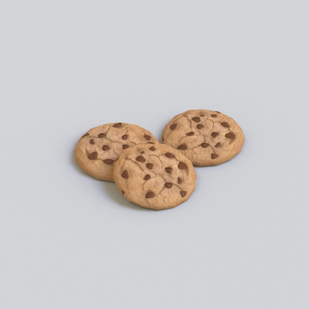 Chocolate Chip Cookies Low-poly 3D model_5