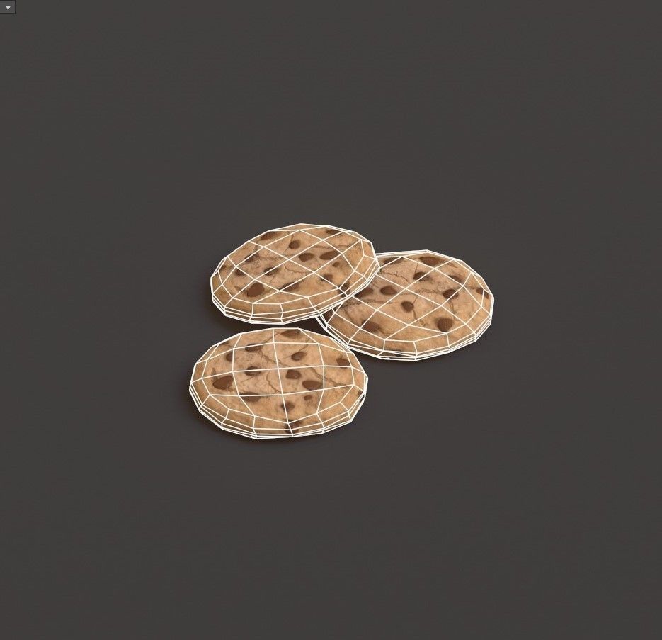 Chocolate Chip Cookies Low-poly 3D model_11