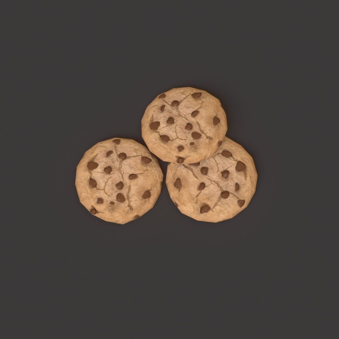 Chocolate Chip Cookies Low-poly 3D model_8