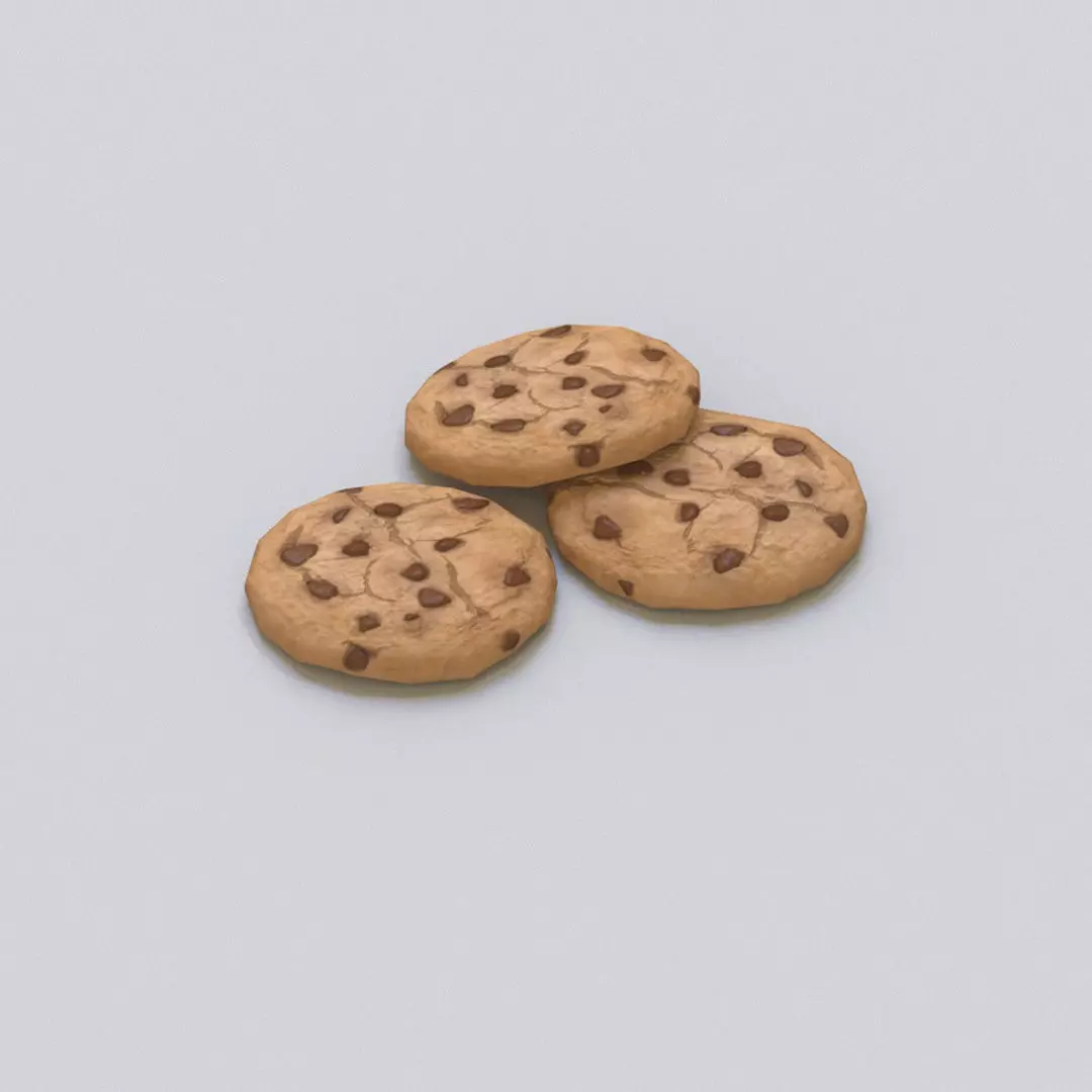 Chocolate Chip Cookies Low-poly 3D model_0