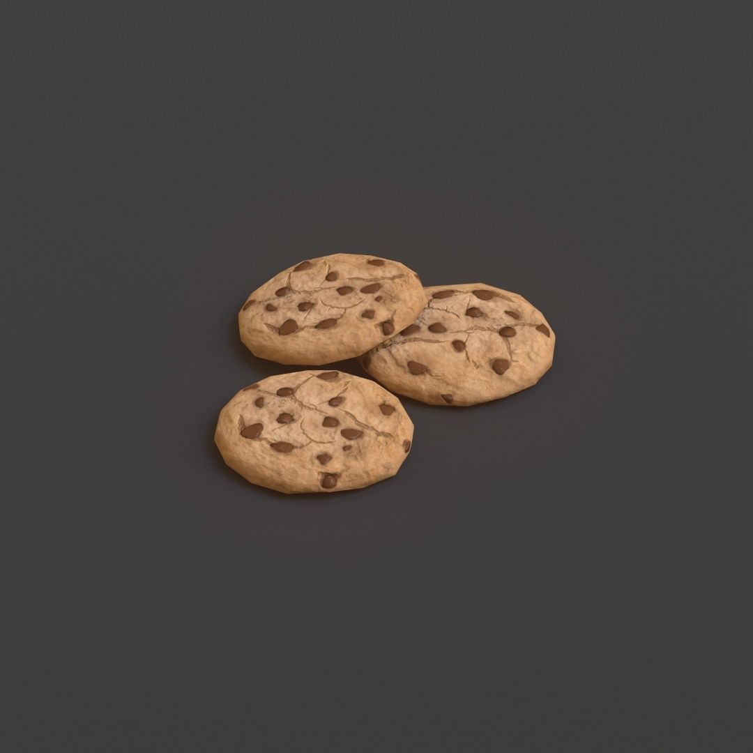 Chocolate Chip Cookies Low-poly 3D model_9