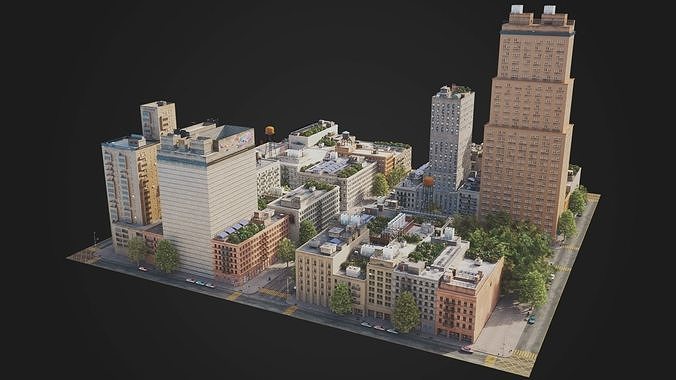 Realistic City District A21-A26 MAYA Low-poly 3D model 4