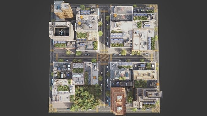 Realistic City District A21-A26 MAYA Low-poly 3D model 7