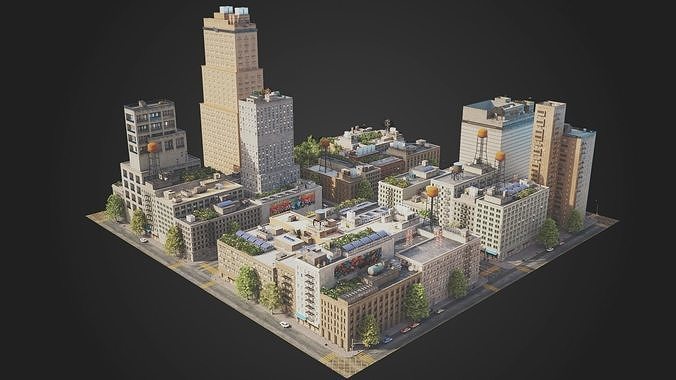 Realistic City District A21-A26 MAYA Low-poly 3D model 2