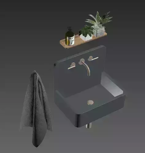 Bathroom Set sink and towel rack