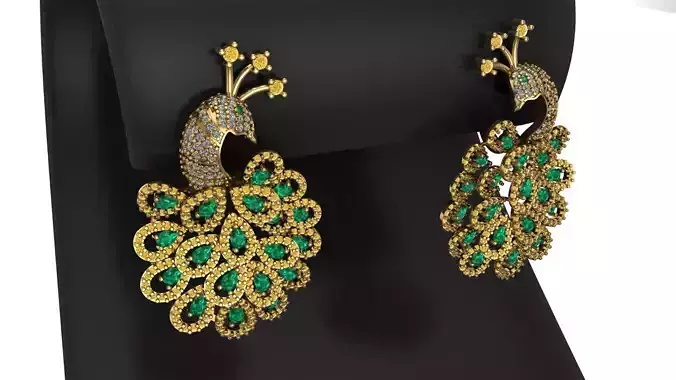 peacock earring 3D print model