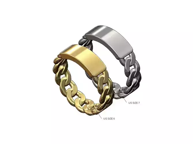Engravable tag Cuba link chain band 3D print model