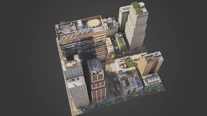 Realistic City District C17-A29 MAYA Low-poly 3D model 5