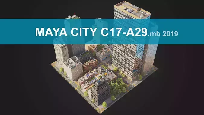 Realistic City District C17-A29 MAYA Low-poly 3D model