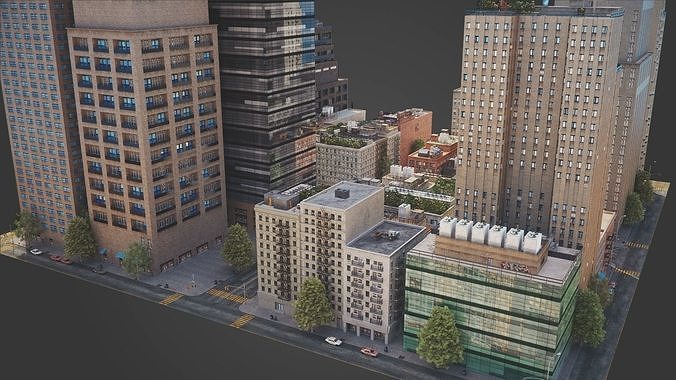 Realistic City District C17-A29 MAYA Low-poly 3D model 6