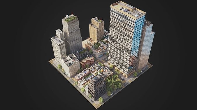 Realistic City District C17-A29 MAYA Low-poly 3D model 4