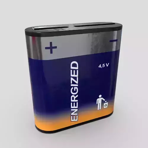 Battery 4 5 V energized Low-poly 3D model