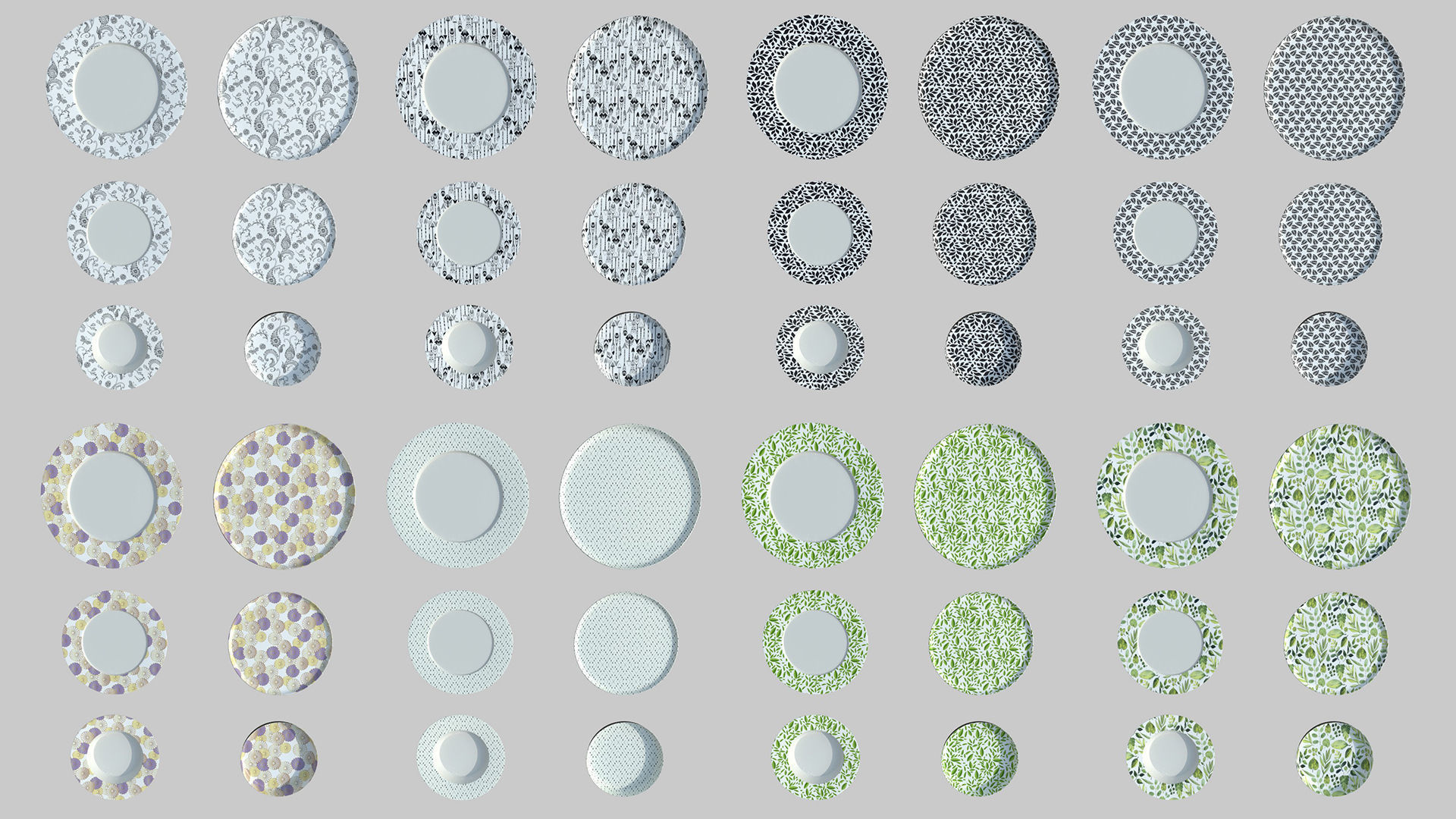 Plate motifs set Low-poly 3D model_1