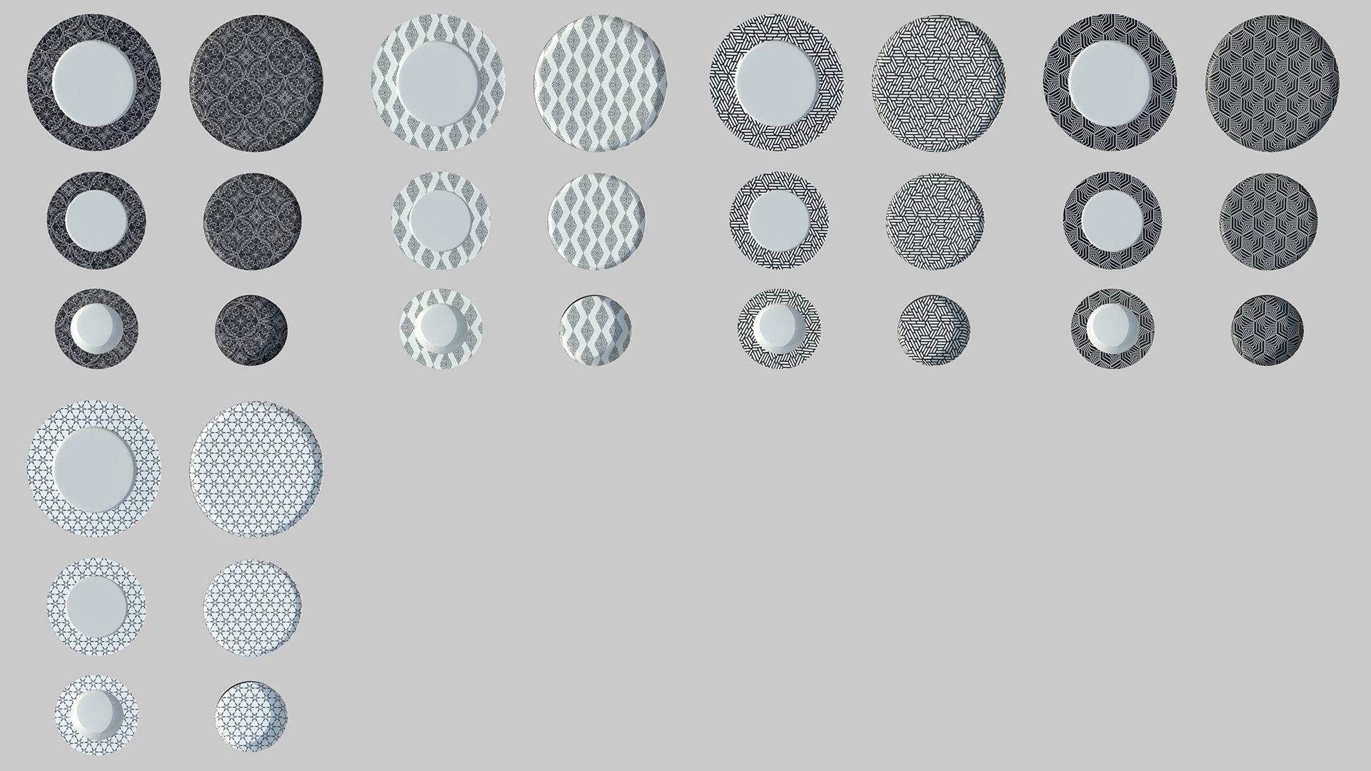 Plate motifs set Low-poly 3D model_2
