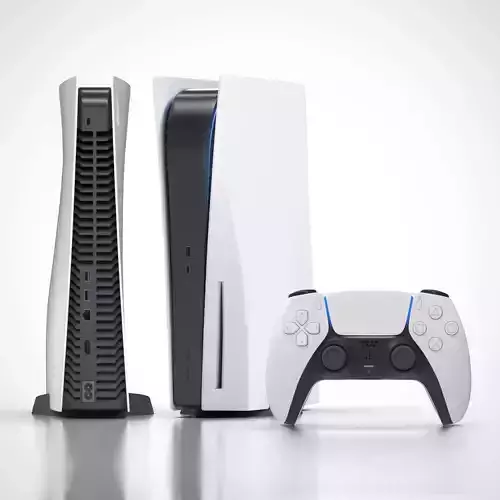 PS5 Console and Controller 3D model