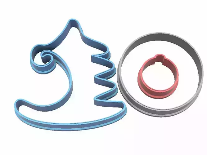 0192 Set of spruce with a ball New year cookie cutter 3D print model