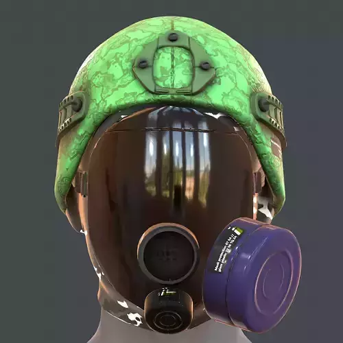 Gas mask helmet 3d model scifi Low-poly 