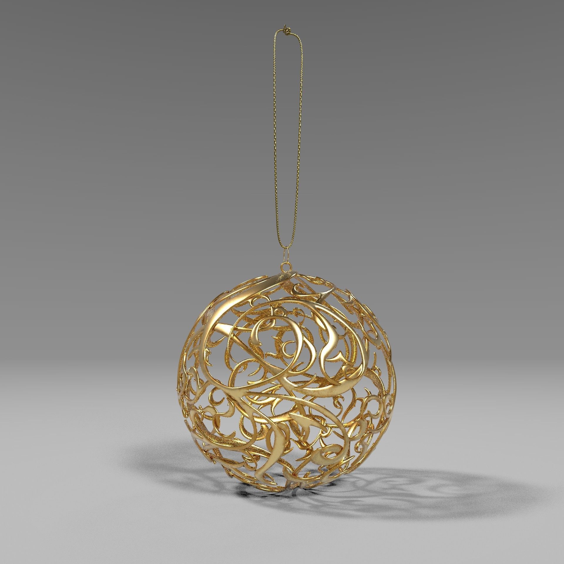 Christmas golden ball 3D model_15
