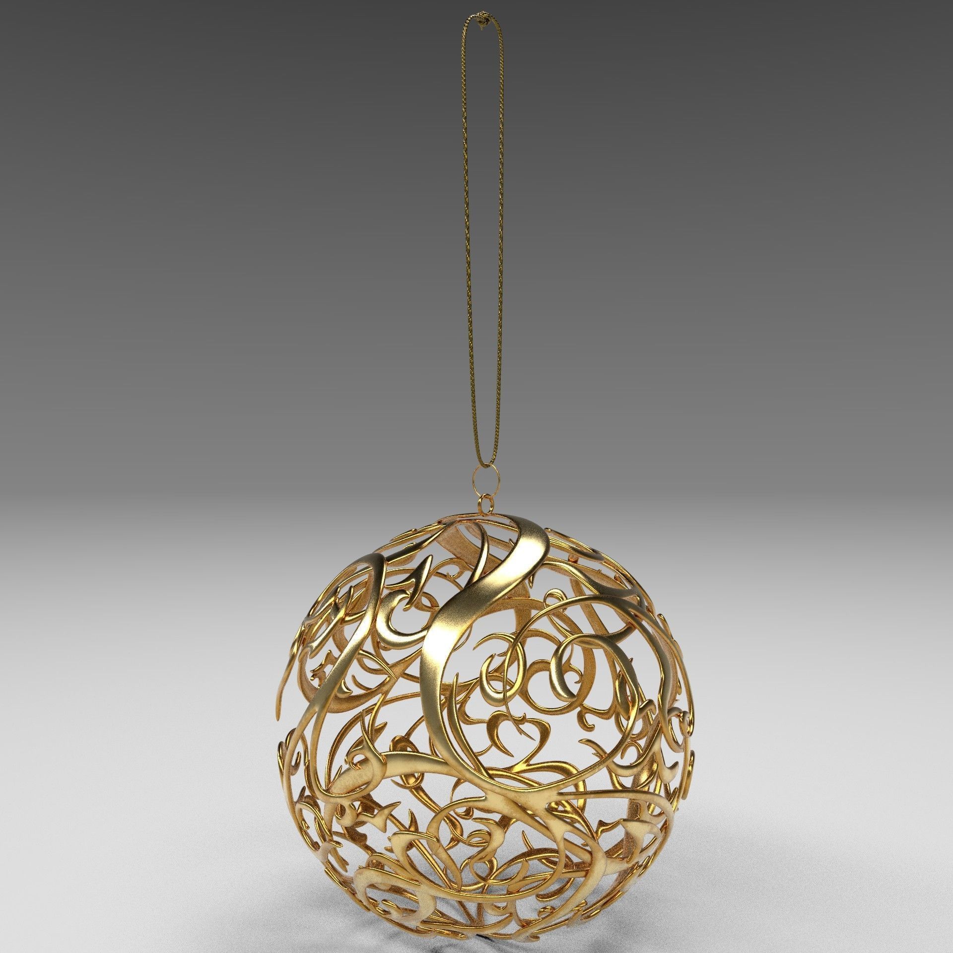 Christmas golden ball 3D model_4