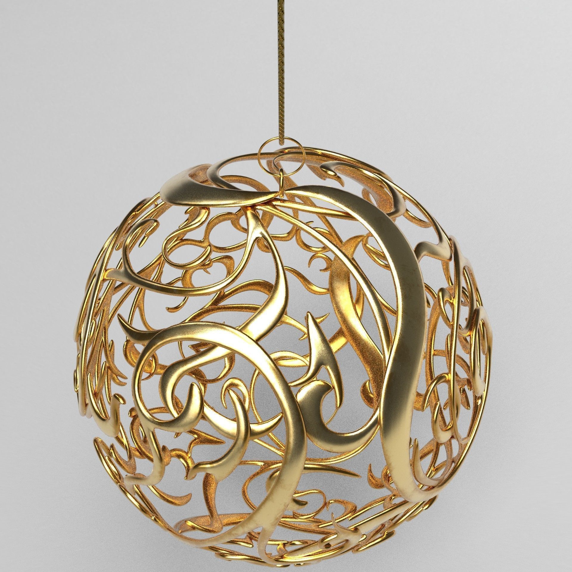 Christmas golden ball 3D model_18