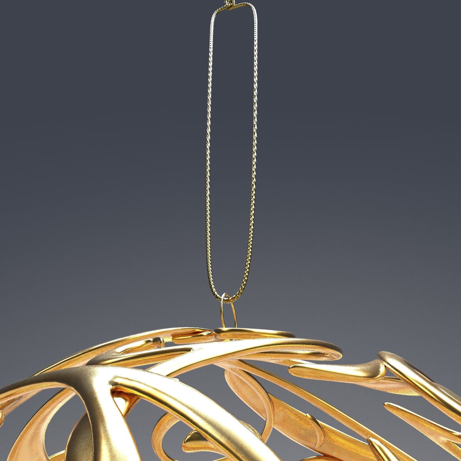 Christmas golden ball 3D model_17