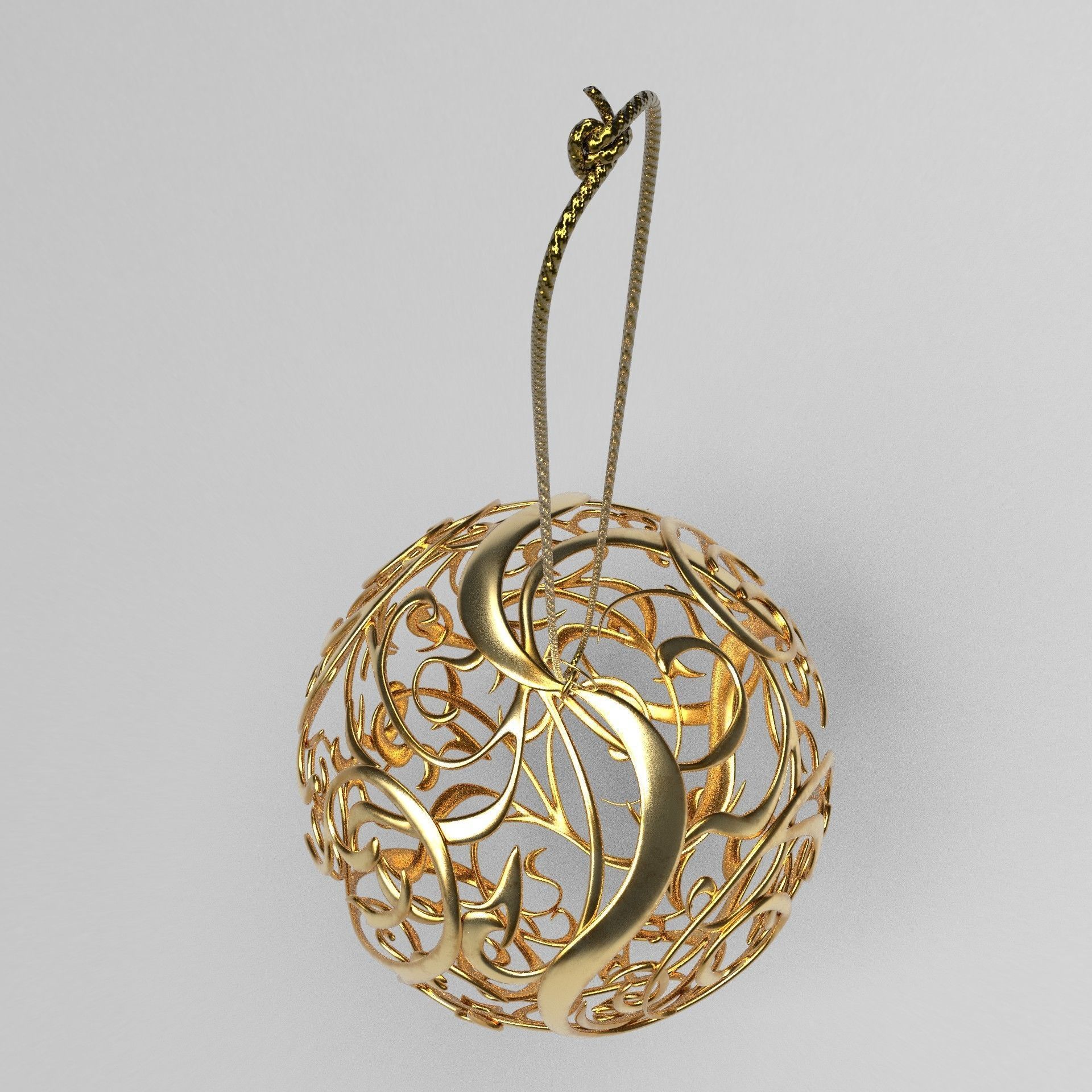 Christmas golden ball 3D model_10