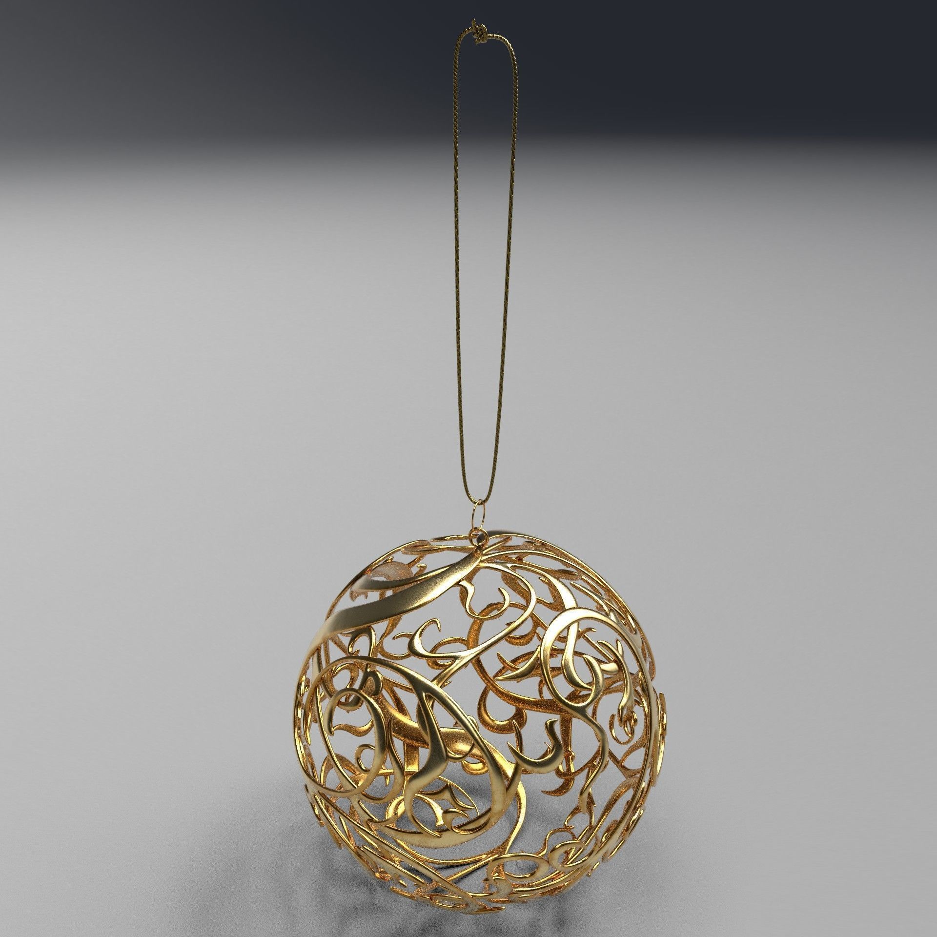Christmas golden ball 3D model_1