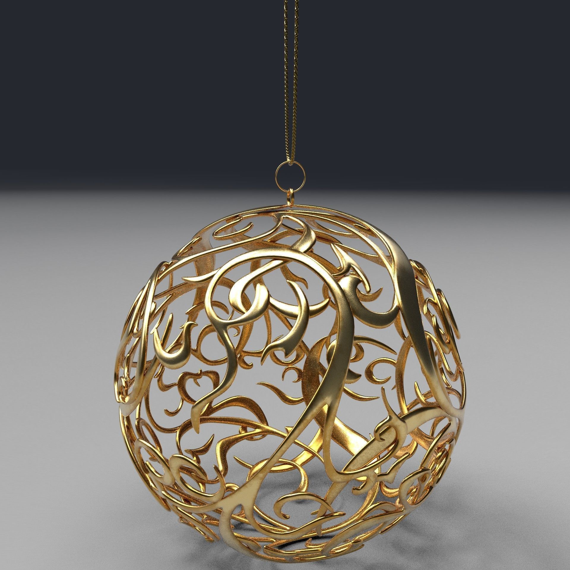 Christmas golden ball 3D model_13
