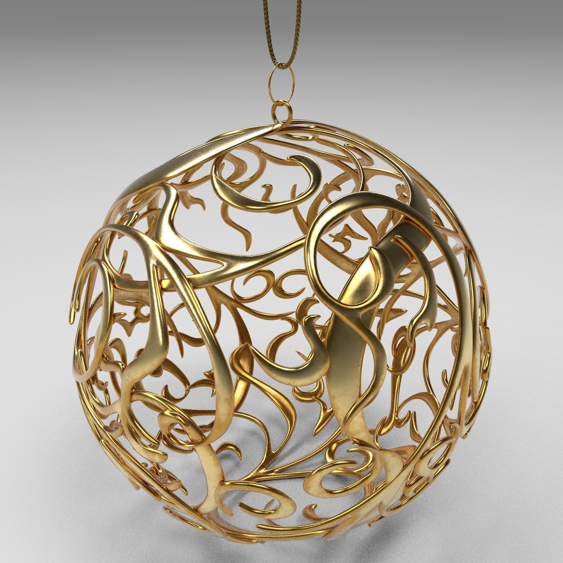 Christmas golden ball 3D model_11