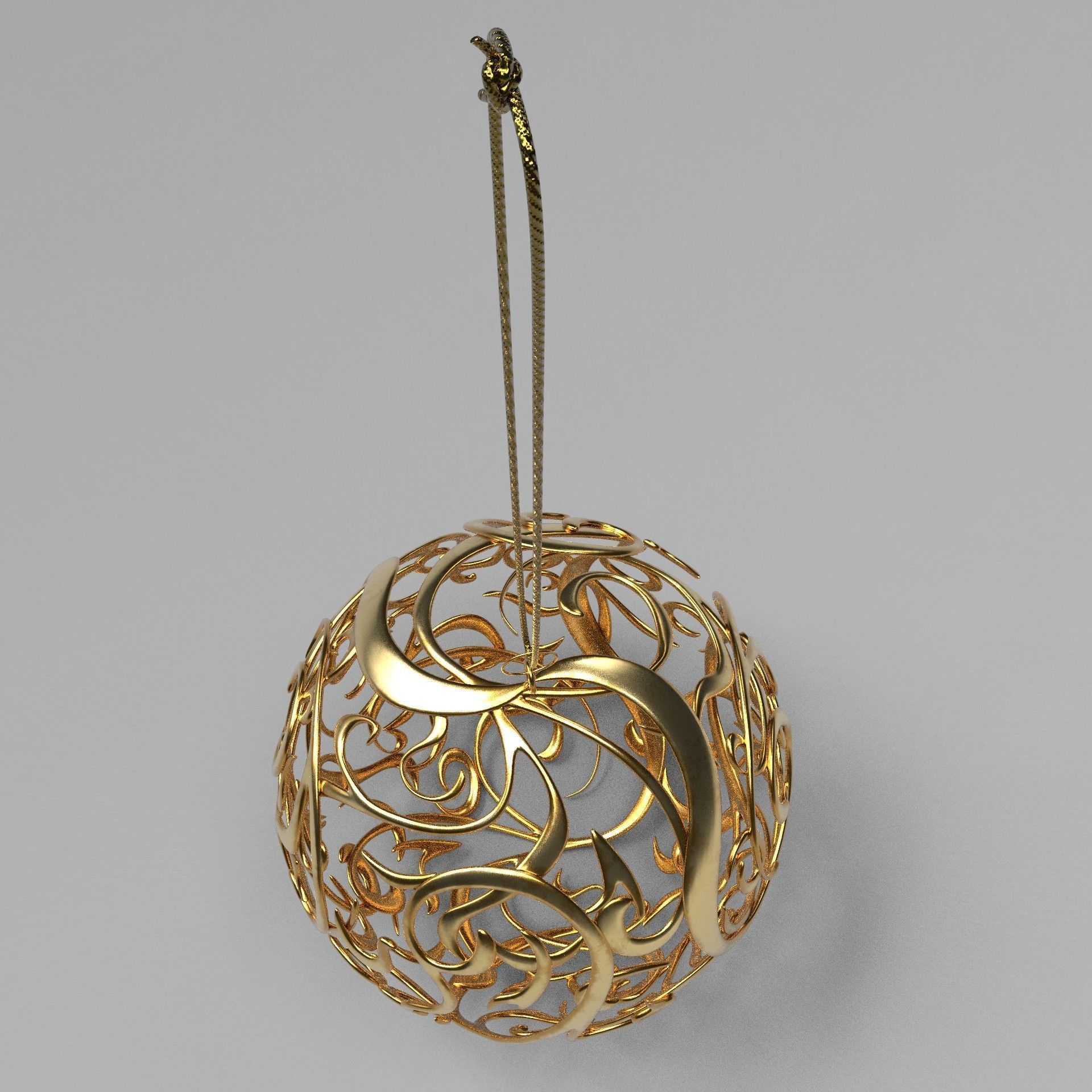 Christmas golden ball 3D model_5